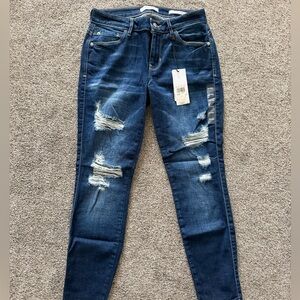 GUESS Women’s Distressed Dark Blue Jeans